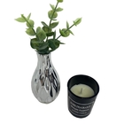 Conjunto De Vaso Prata E Vela Decorativa