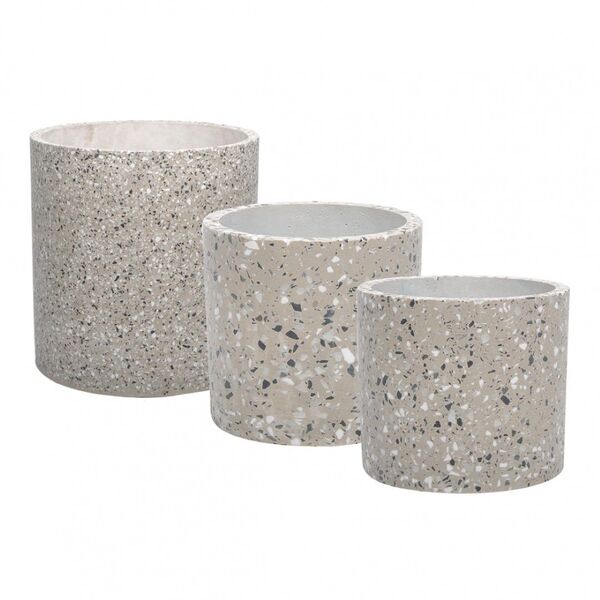 Conjunto De Vasos De Cimento Cinza  3pcs