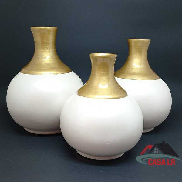 Conjunto De Vasos Decorativos Bojudinhas Elegance - Branco E