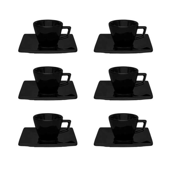 Conjunto De Xícara De Café Com Pires 06 Peças Black
