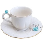 Conjunto De Xicaras Cafe Porcelana Flower Plate Colorido 100m