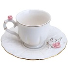 Conjunto De Xicaras Cafe Porcelana Flower Plate Colorido 100m