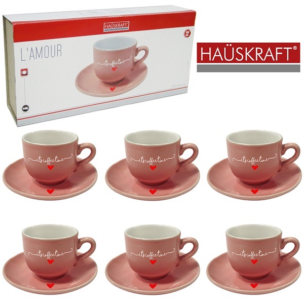 Conjunto De Xicaras Para Cafe Cafe 90ml Lamour Rosa Hauskraft