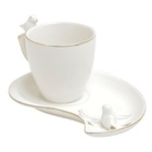 Conjunto De Xicaras Para Cafe Com Pires Porcelana Cute Birds