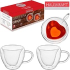 Conjunto De Xicaras Parede Dupla Coraçao 230ml 2 Peças Hauskr