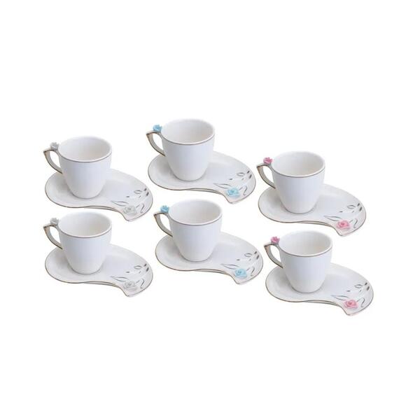 Conjunto De Xicaras Porcelana 6 Peças Cute Birds Cafe  90ml