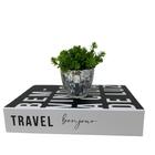 Conjunto Decor Livro E Vaso De Vidro Trabalhado Com Planta