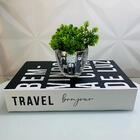 Conjunto Decor Livro E Vaso De Vidro Trabalhado Com Planta