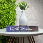 Conjunto Decoração Livro London + Vaso Garrafa Na Cor Branca