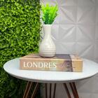 Conjunto Decoração Livro Londres + Vaso Garrafa Branco Gelo