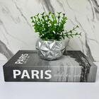 Conjunto Decoração Livro Paris + Vaso Prata De Cerâmica
