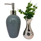 Conjunto Decoração Porta Sabonete Líquido + Vaso Cerâmico