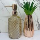 Conjunto Decoração Porta Sabonete Líquido + Vaso Rose Gold