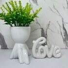 Conjunto Decoração Vaso Bob Cerâmico + Palavra Love Branca
