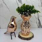 Conjunto Decoração Vaso Cerâmico + Pássaro Com Pé De Metal