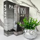 Conjunto Decoração Vaso Prata + Dois Livros Na Cor Cinza