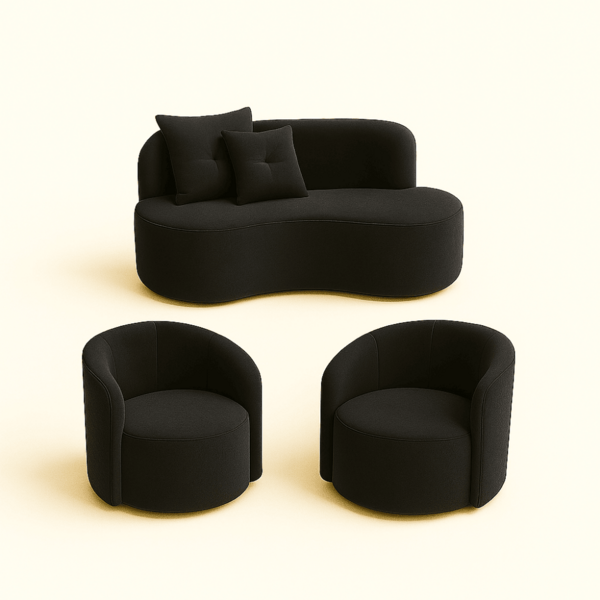 Conjunto Decorativo 02 Poltronas + Sofá Curvo Orgânico Nature