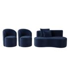 Conjunto Decorativo 02 Poltronas + Sofá Curvo Orgânico Nature