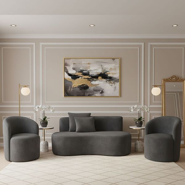 Conjunto Decorativo 02 Poltronas + Sofá Curvo Orgânico Nature