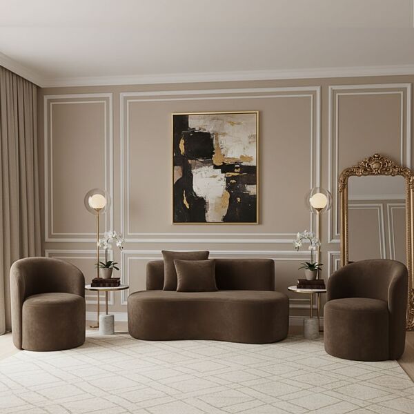 Conjunto Decorativo 02 Poltronas + Sofá Curvo Orgânico Nature