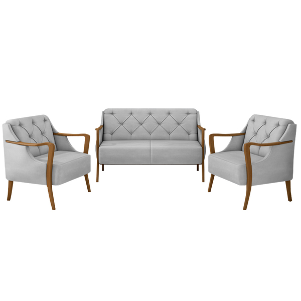 Conjunto Decorativo 2 Poltronas E 1 Namoradeira 2 Lugares Han