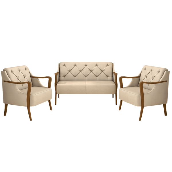 Conjunto Decorativo 2 Poltronas E 1 Namoradeira 2 Lugares Han