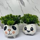 Conjunto Decorativo Cachepot Urso Panda De Cerâmica Com Pé