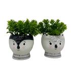 Conjunto Decorativo De Vaso Raposinha Na Cor Branco E Preto