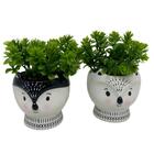 Conjunto Decorativo De Vaso Raposinha Na Cor Branco E Preto