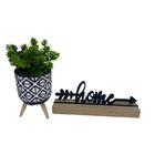 Conjunto Decorativo De Vaso Tripé Mosaico E Palavra Home