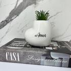 Conjunto Decorativo Livro Casa + Vaso Em Formato De Coração