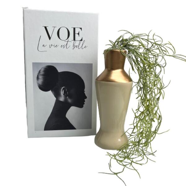 Conjunto Decorativo Livro Voe + Vaso Garrafa Na Cor Cobre