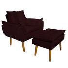 Conjunto Decorativo Poltrona Com Puff Opala Suede Bordô - Mon