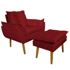 Conjunto Decorativo Poltrona Com Puff Opala Suede Vermelho -