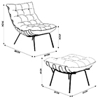 Conjunto Decorativo Poltrona E Puff Abel Base De Ferro Dourad