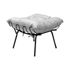 Conjunto Decorativo Poltrona E Puff Abel Base De Ferro Preto