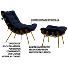 Conjunto Decorativo Poltrona E Puff Abel Base De Madeira Dour