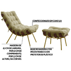 Conjunto Decorativo Poltrona E Puff Abel Base De Madeira Dour