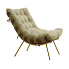 Conjunto Decorativo Poltrona E Puff Abel Base De Madeira Dour