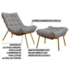Conjunto Decorativo Poltrona E Puff Abel Base De Madeira Dour