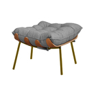 Conjunto Decorativo Poltrona E Puff Abel Base De Madeira Dour