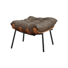 Conjunto Decorativo Poltrona E Puff Abel Base De Madeira Pret