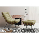 Conjunto Decorativo Poltrona E Puff Abel Base De Madeira Pret