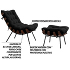 Conjunto Decorativo Poltrona E Puff Abel Base De Madeira Pret