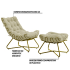 Conjunto Decorativo Poltrona E Puff Caim Base De Ferro Dourad