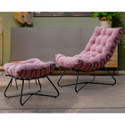 Conjunto Decorativo Poltrona E Puff Caim Base De Ferro Preto