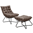 Conjunto Decorativo Poltrona E Puff Caim Base De Ferro Preto