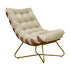 Conjunto Decorativo Poltrona E Puff Caim Base De Madeira Dour