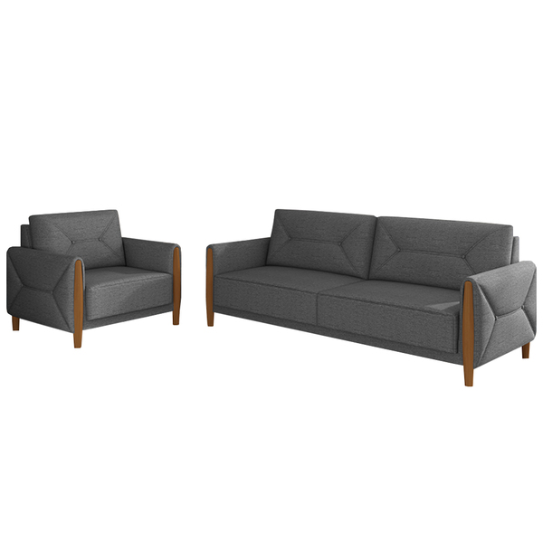 Conjunto Decorativo Poltrona E Sofá 220cm Maragogi Linho Chum