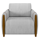 Conjunto Decorativo Poltrona E Sofá 223cm Maceió Veludo Cinza